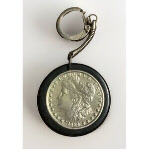 FAUX Morgan Silver Dollar Vintage Advertising Keychain Coin